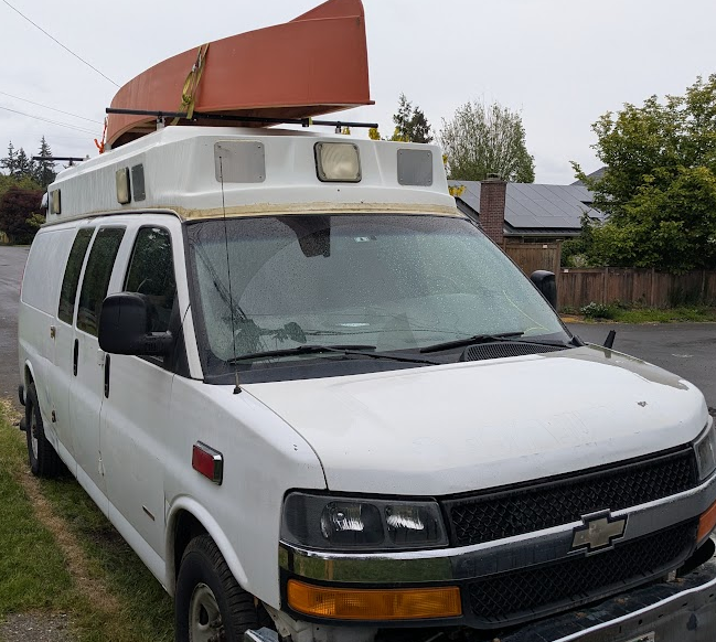 Canoe mounted on camper